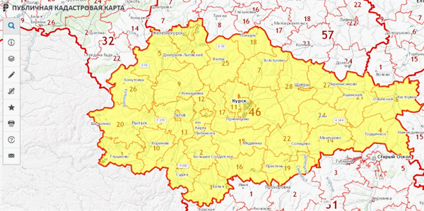 Публичная земельная карта - Курская область