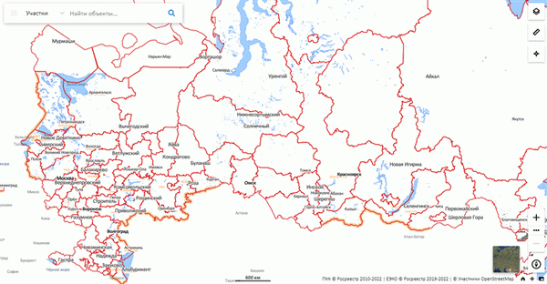 Карта Росреестра государственных земель Российской Федерации