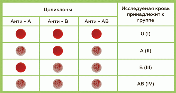 Определение RH и красной группы крови с помощью анти-А, анти-В и анти-D
