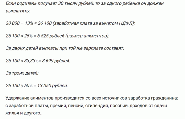 Расчет задолженности по алиментам