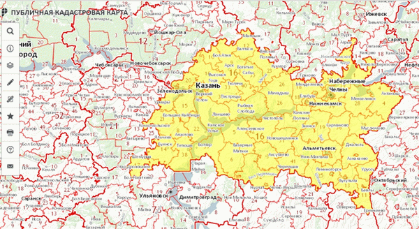 Публичная кадастровая карта - Республика Татарстан